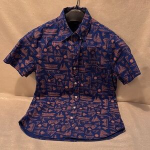 J. Crew Blue and Pink Patterned Slim Dress Shirt